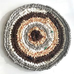 Handmade crocheted rug bathroom kitchen mat round 18”